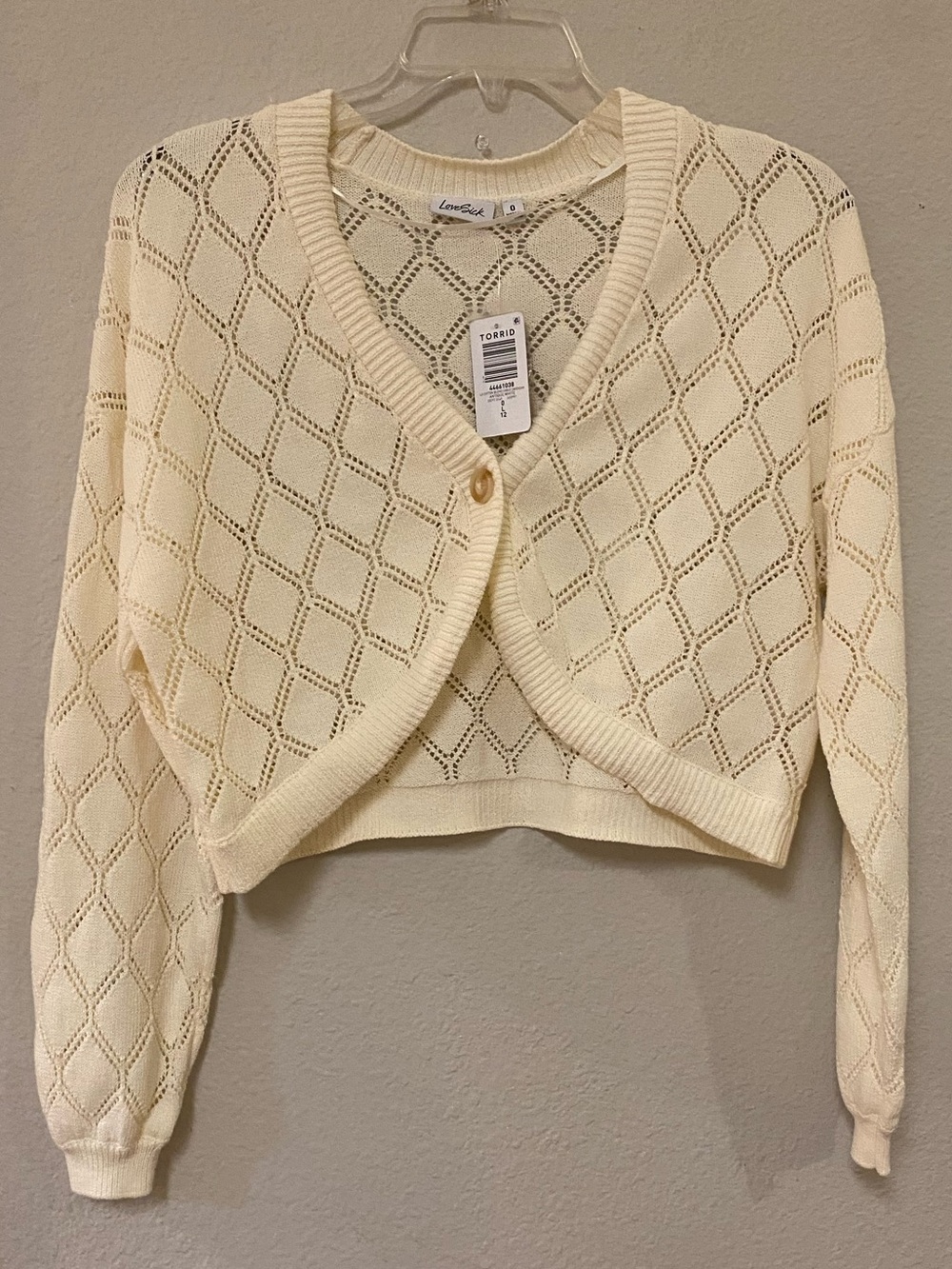 Torrid Lovesick Ivory Diamond Open-Knit Cropped Cardigan - Quick List For Show